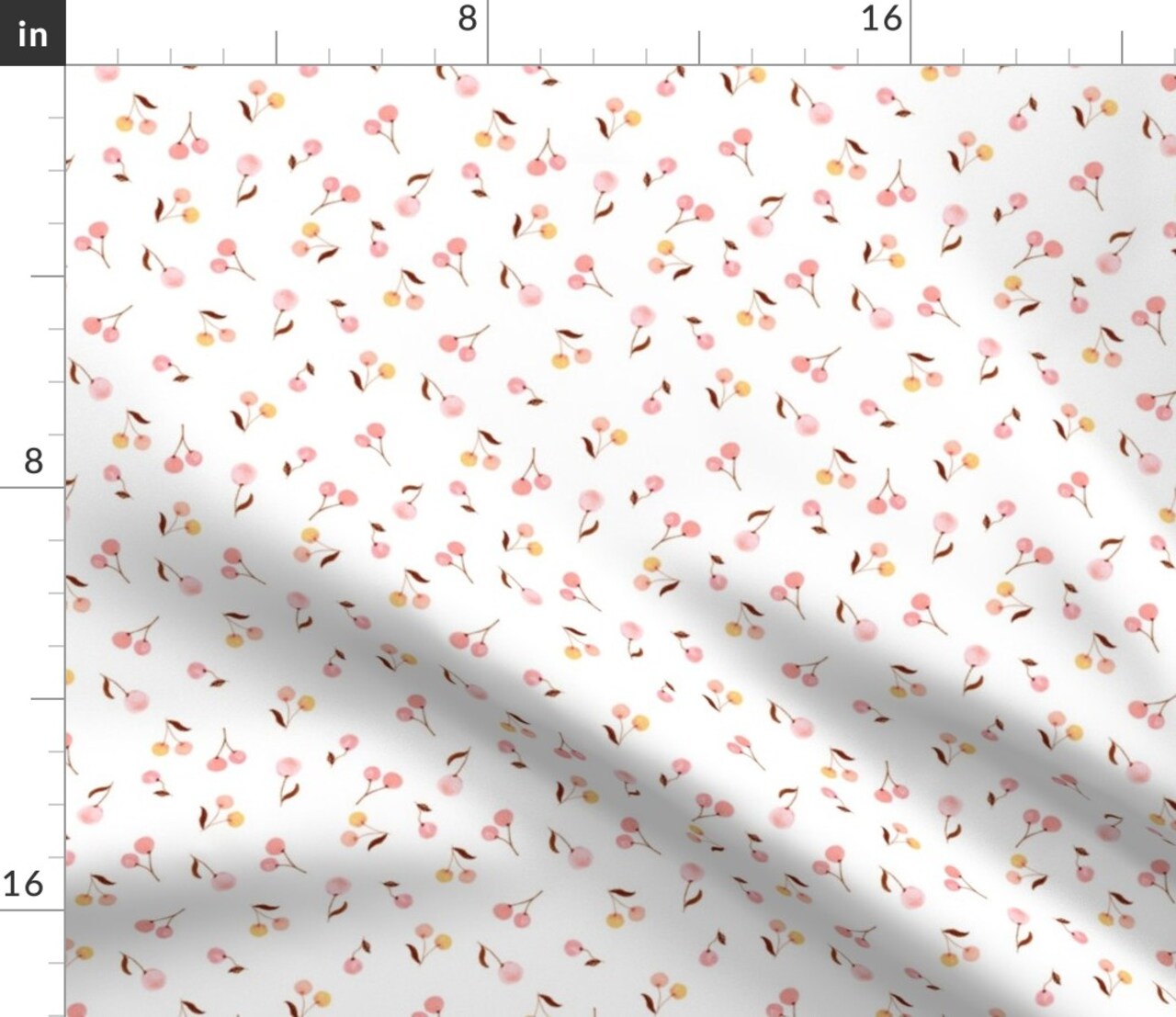 Boho Cherry Painted Small Scale Delicate Blush Pink Custom Printed Fabric by Spoonflower Various Fabrics by the Yard or Fat Quarter